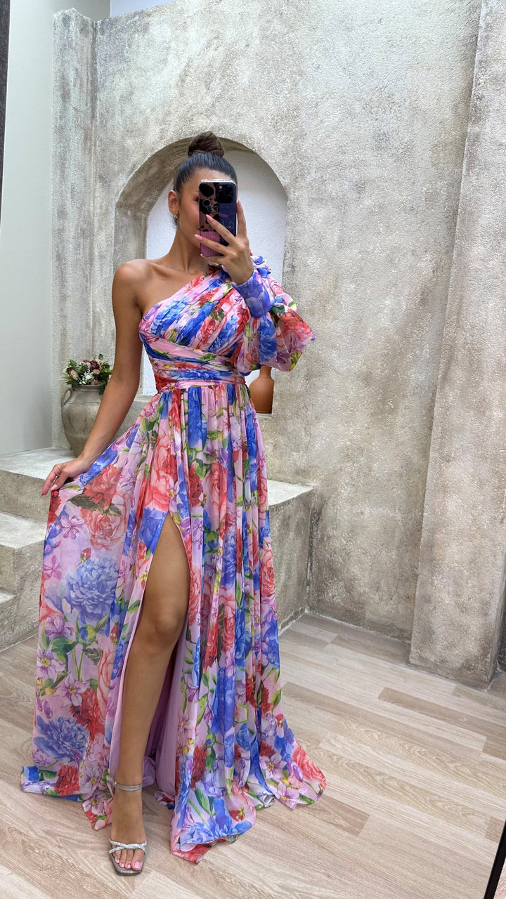 Amie | Floral One Shoulder Dress