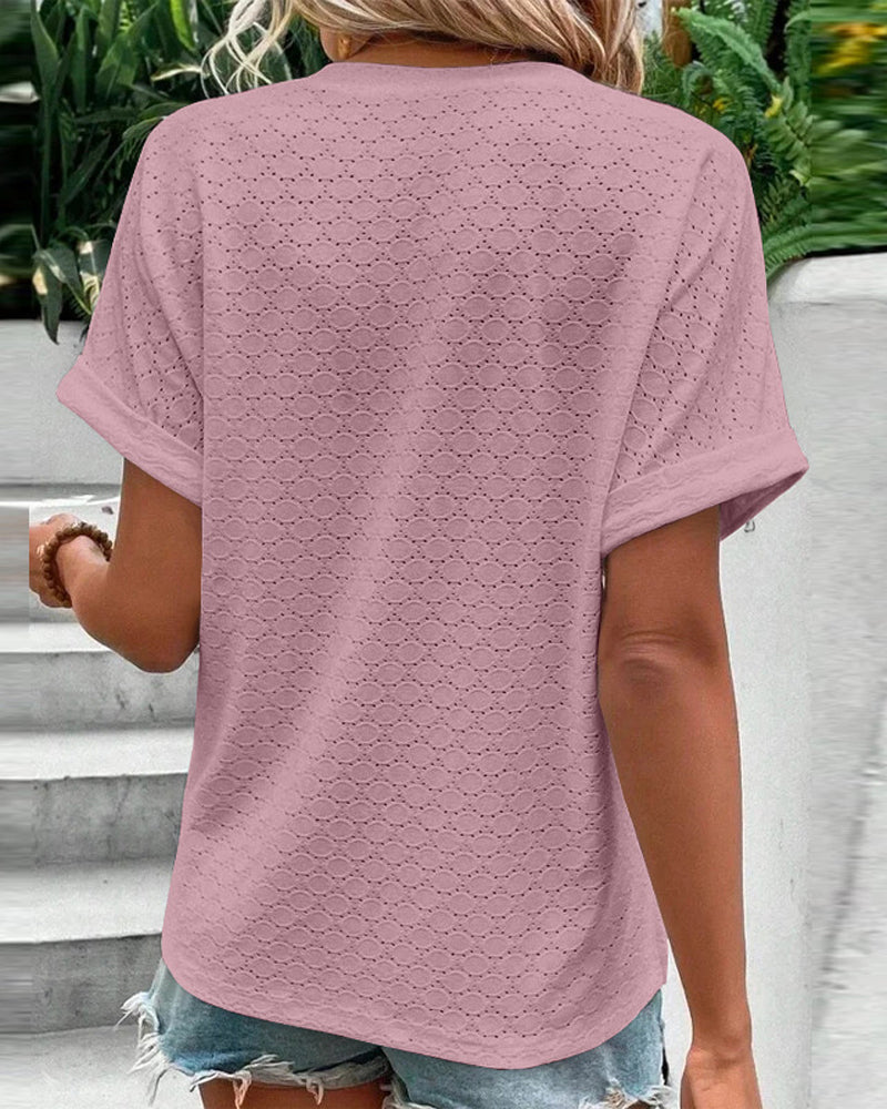 Elvira | Casual V-Neck Solid Color Blouse