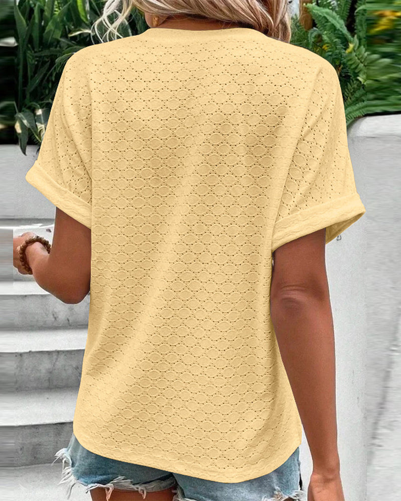 Elvira | Casual V-Neck Solid Color Blouse