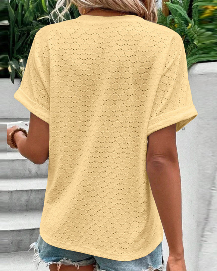 Elvira | Casual V-Neck Solid Color Blouse