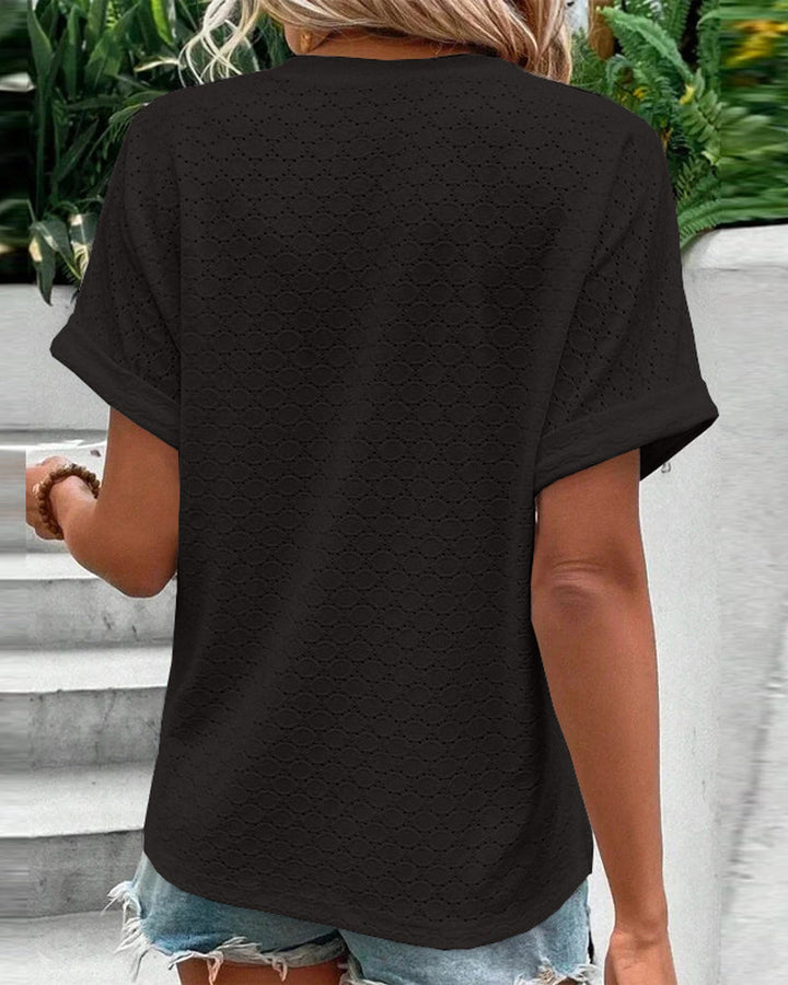Elvira | Casual V-Neck Solid Color Blouse
