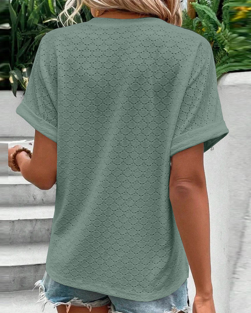 Elvira | Casual V-Neck Solid Color Blouse