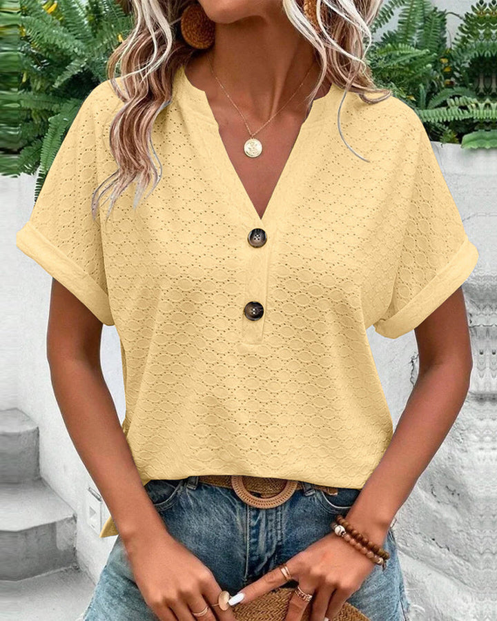 Elvira | Casual V-Neck Solid Color Blouse