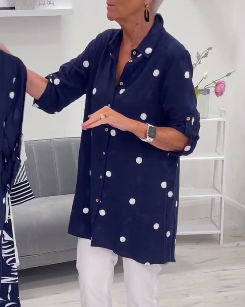 Serena | Navy Polka Dot Shirt