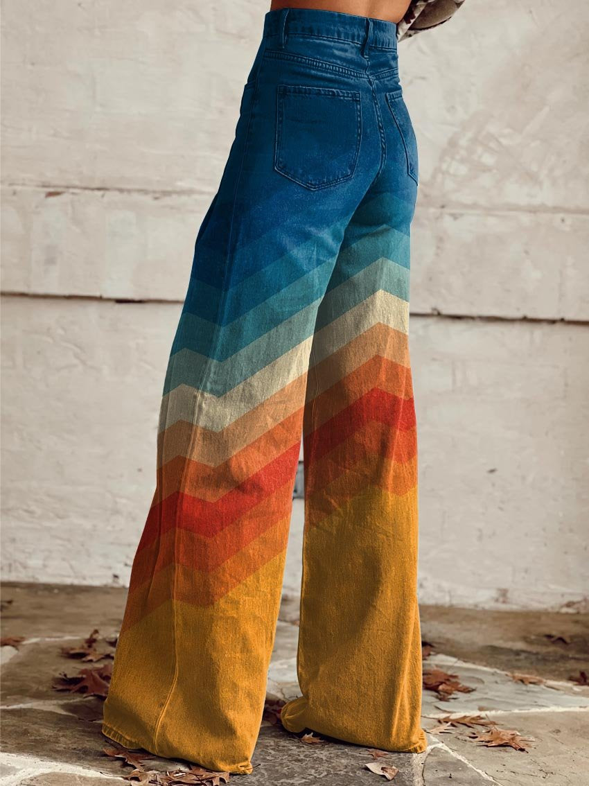 Caterina | Retro Wide-Leg Chevron Pants